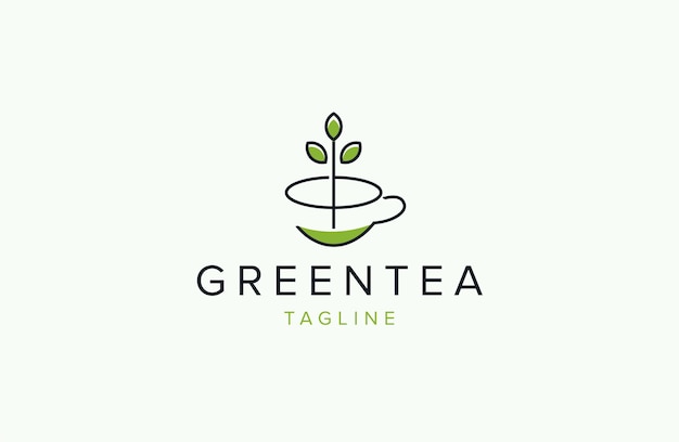 Green tea logo icon design template flat vector illustration