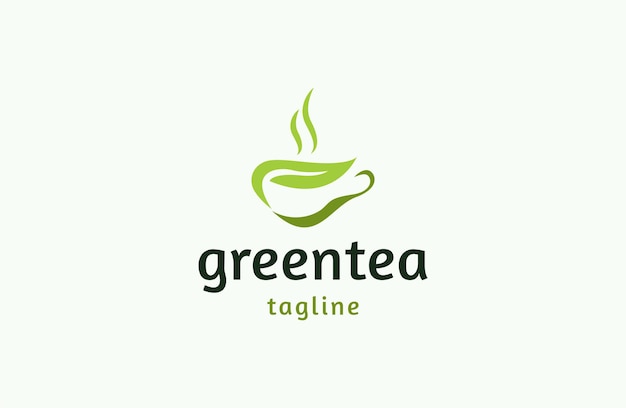 Green tea logo icon design template flat vector illustration