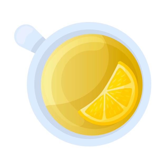 Green tea with lemon View from above Vector icon in cartoon style isolated object