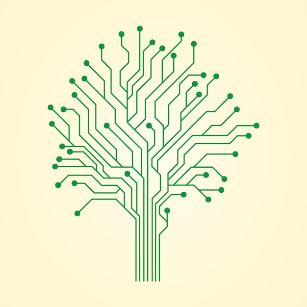 Green tech tree stylized as an electronic circuit.