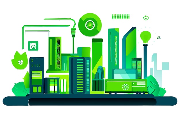 green technology icons set vector illustration