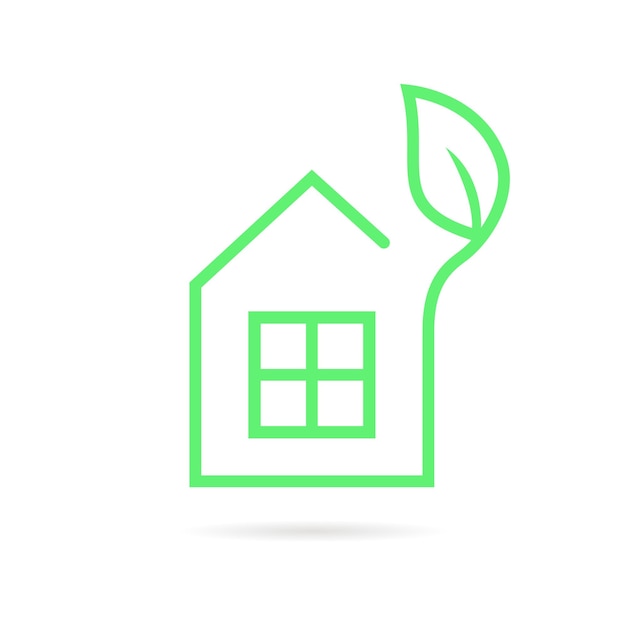 Green thin line eco house logo. concept of housing, alternative energy, innovation, insurance, environment, construction, villa. flat style trend modern brand graphic design on white background