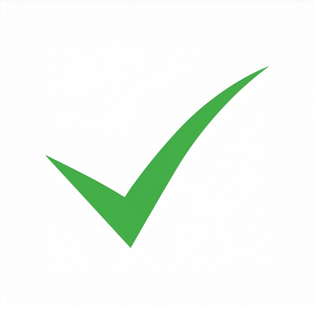 a green tick on a white background with a green arrow pointing to the left