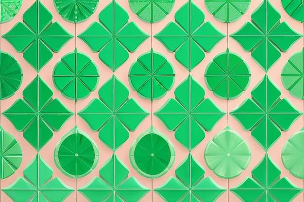 a green tile with a green and pink pattern