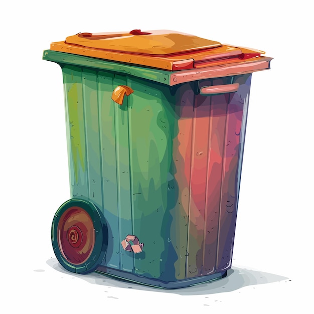 Vector a green trash can with a red lid and a green lid