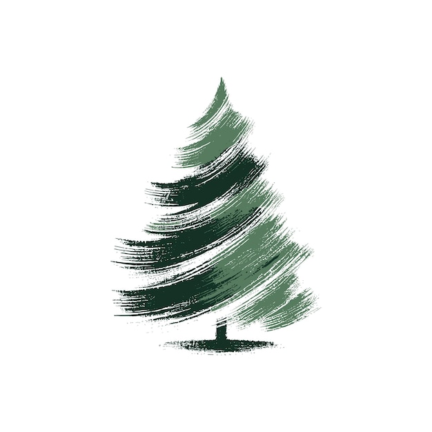 a green tree a Christmas tree with a textured brushstroke approach