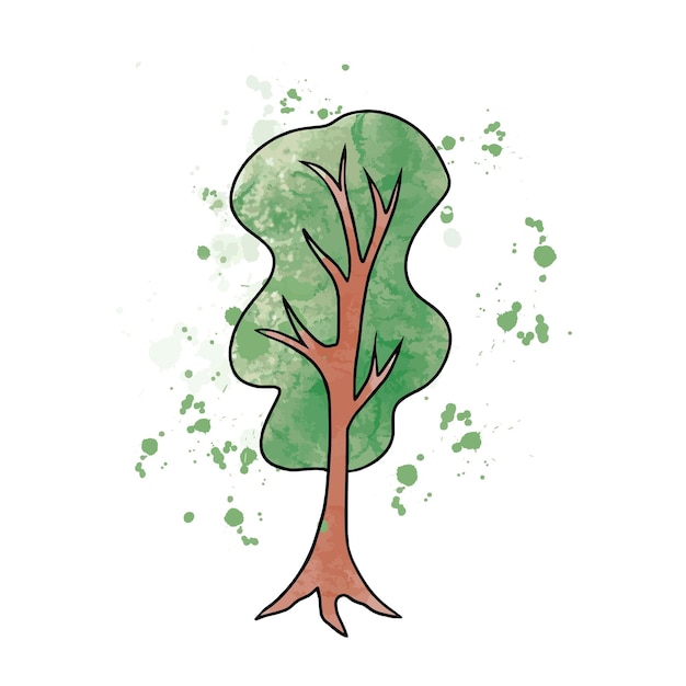 Green tree Digital tracing illustration