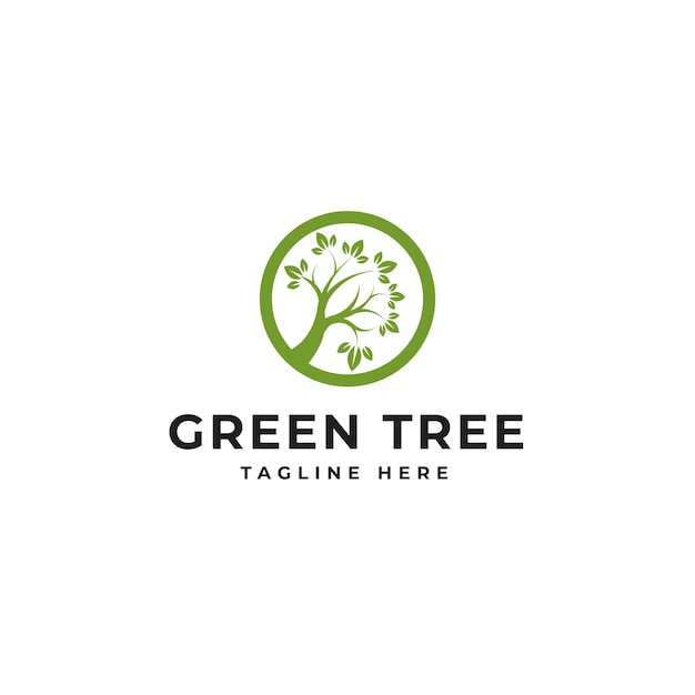 Green tree leaf logo design