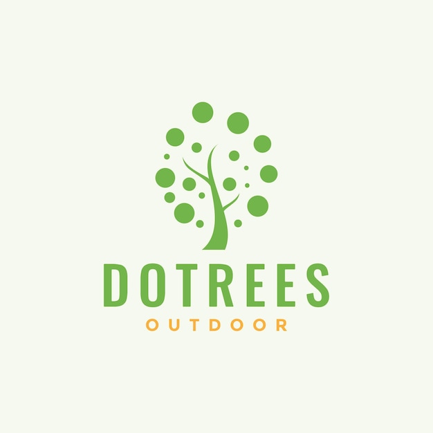 Green tree with dots leaf logo design vector graphic symbol icon illustration creative idea