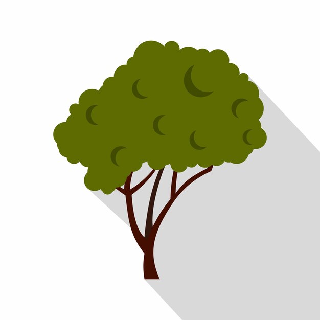 Vector green tree with a rounded crown icon flat illustration of tree vector icon for web