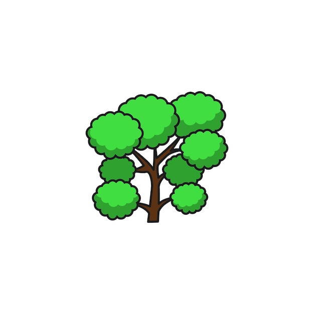 A green tree with a white background