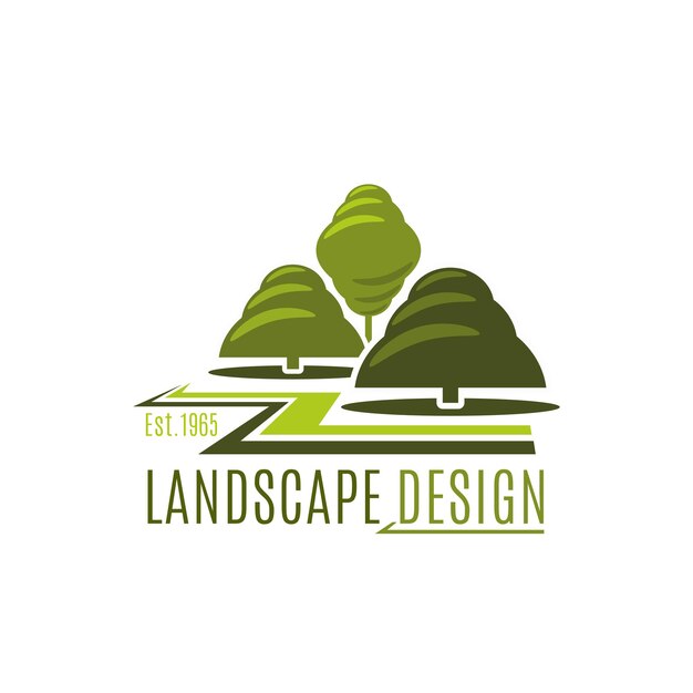 Vector green trees garden vector landscape design icon