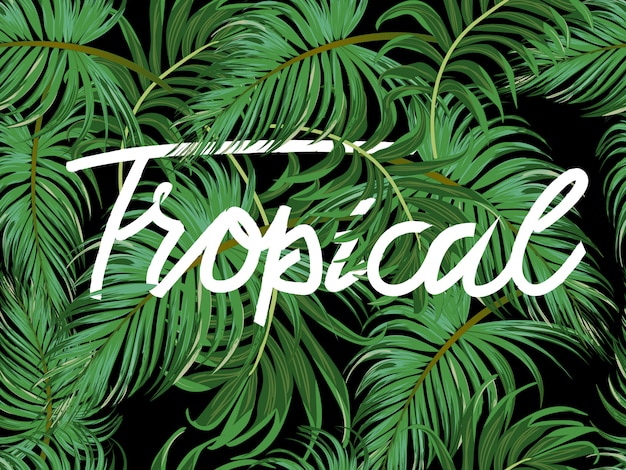 Green tropical leave seamless pattern banner