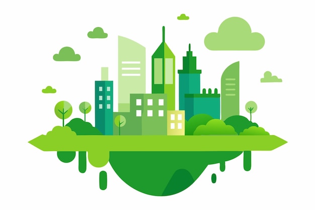 Green Urban Living Sustainable Cityscape and Architecture Vector Illustration