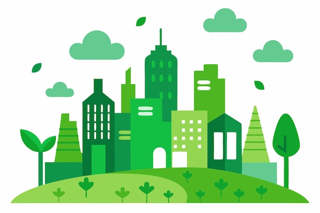 Green Urban Living Sustainable Cityscape and Architecture Vector Illustration