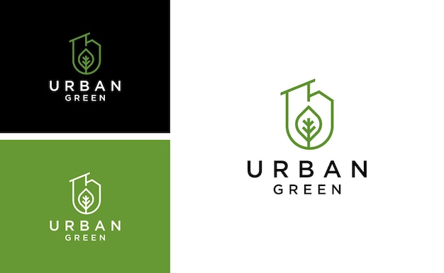 green urban logo with letter U vector building idea template