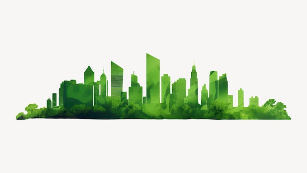 Vector green urban skyline silhouette