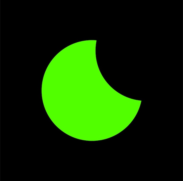 A green vector moon icon on black background