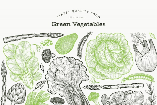 Green vegetables template. 