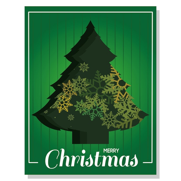 Green vertical christmas invitational card with christmas tree icon Vector illustration