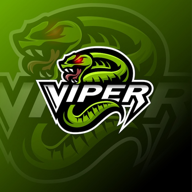 Vector green viper snake mascot logo template