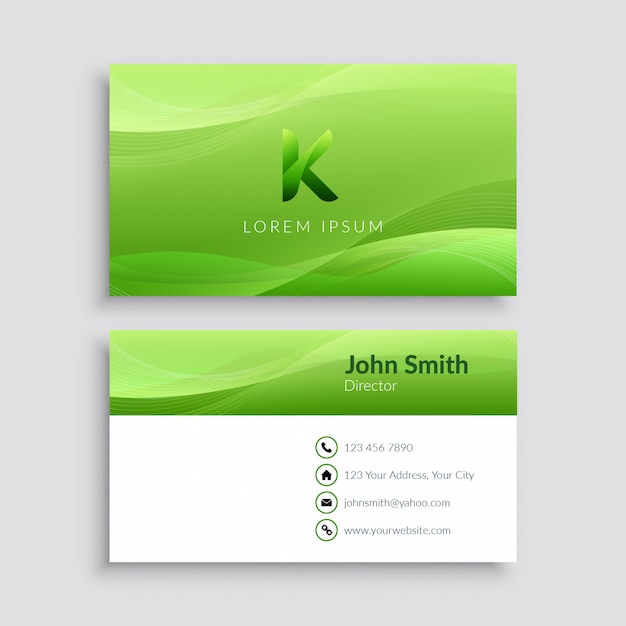 Green Wave Business Card Template