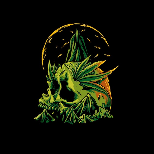 green weed skull illustration