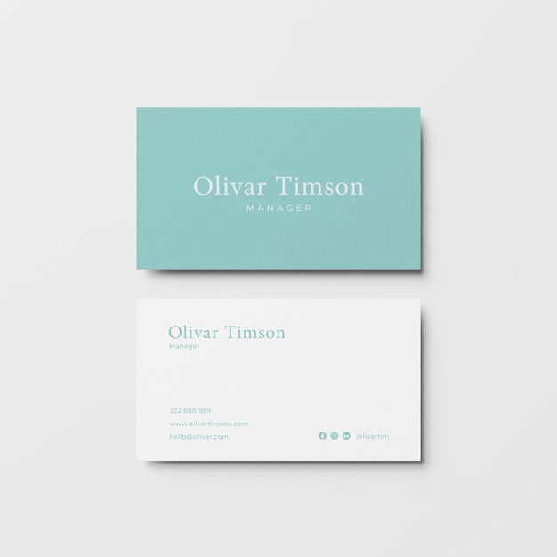 Vector green and white business card template