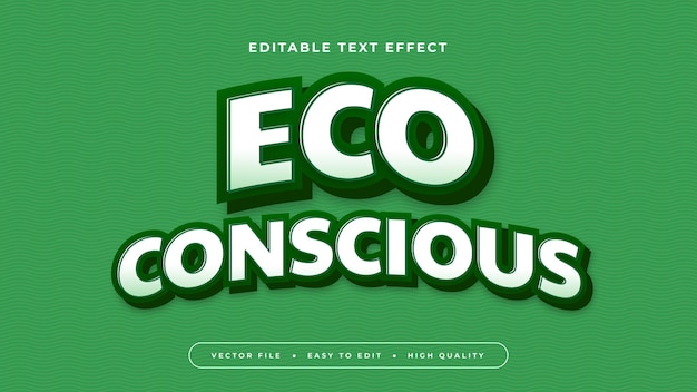 Green and white eco conscious 3d editable text effect font style