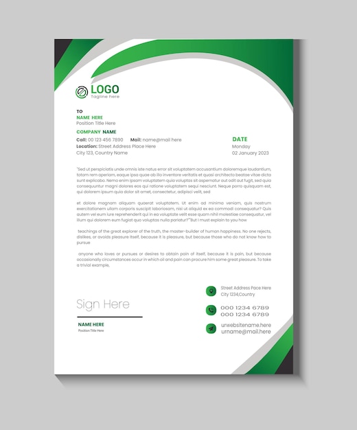 Green and white letterhead