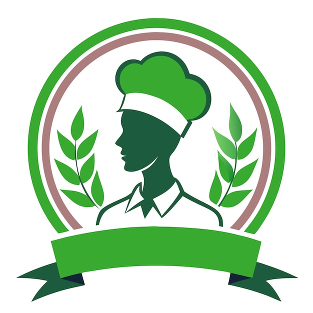 Vector a green and white logo with a woman in a chef hat