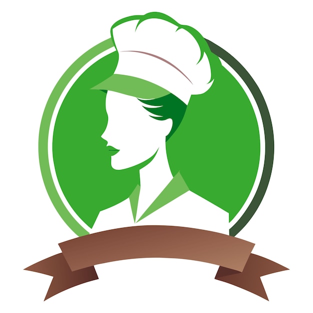 Vector a green and white logo for a woman with a hat on her head