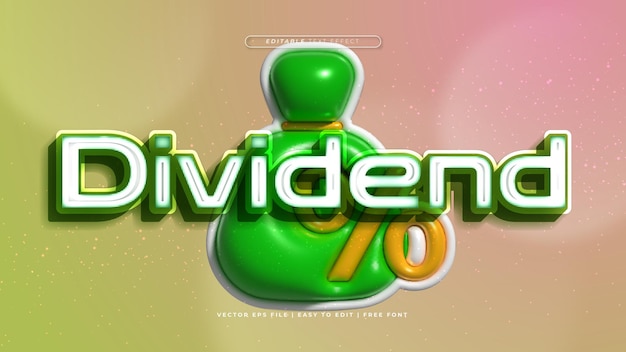 Vector green white and pink dividend 3d editable text effect font style