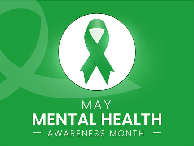 A green and white ribbon with the word mental on it.