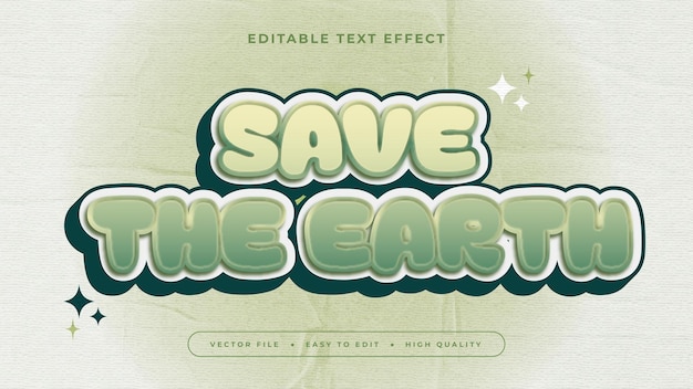 Green and white save the earth 3d editable text effect font style