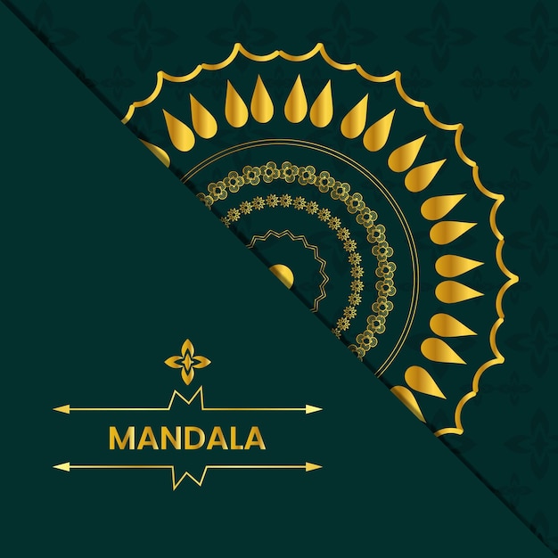 green with gold color mandala design template