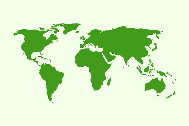 Green World Map Vector Art Illustration Isolated On White Background Green World Map World Map