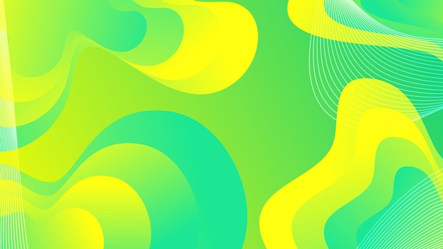 Green and yellow gradient fluid wave abstract background