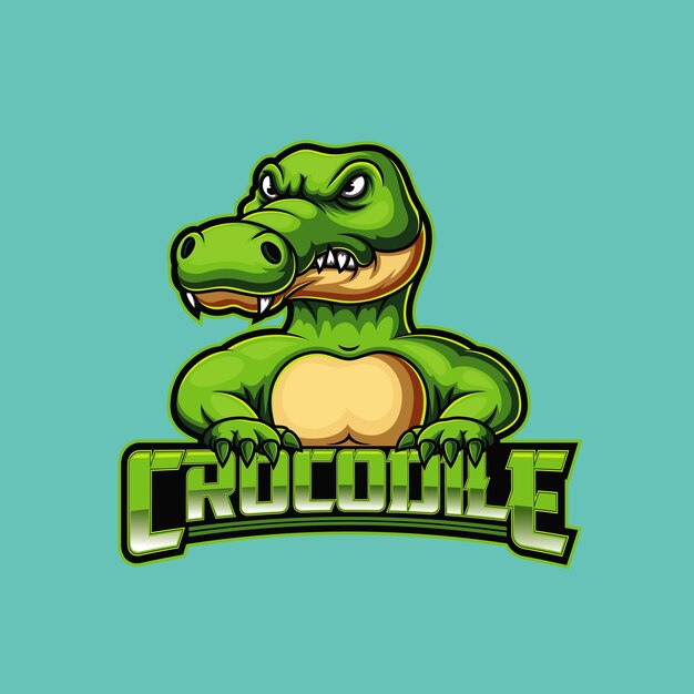 Vector a green and yellow logo for a crocodile