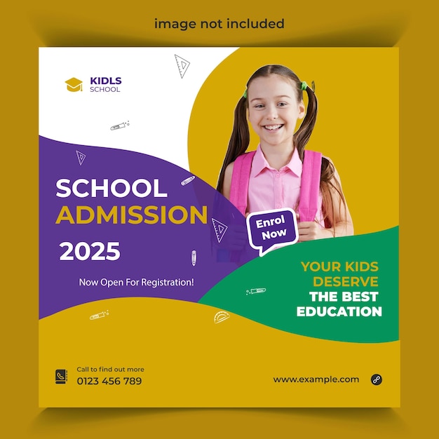 A Green And Yellow Poster For School Admission Design For Your School Photo School Admission