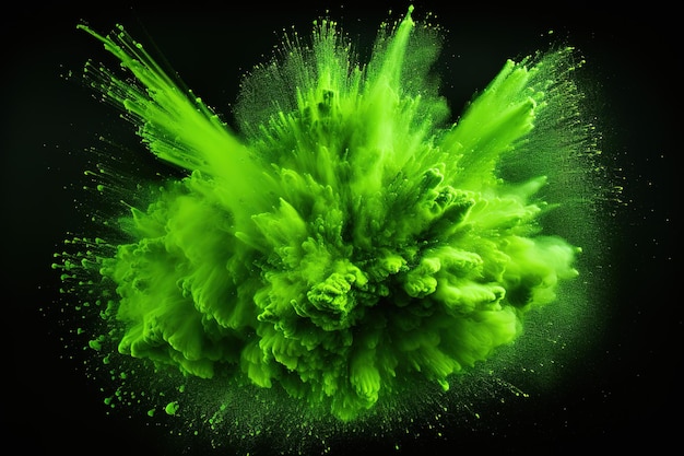 Vector green and yellow splashes of green and orange water against a black background