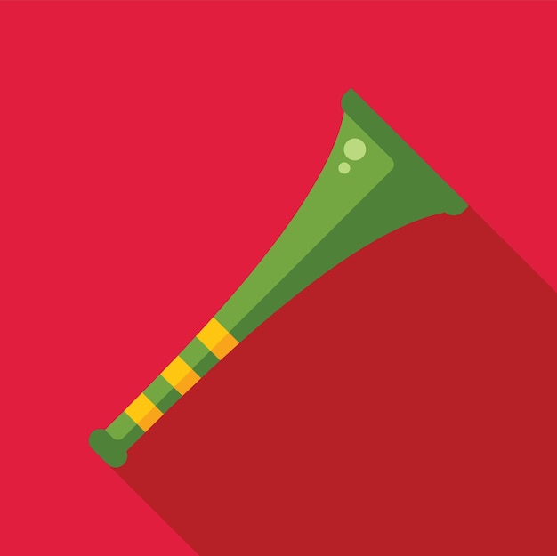 Vector green and yellow vuvuzela making noise on red background