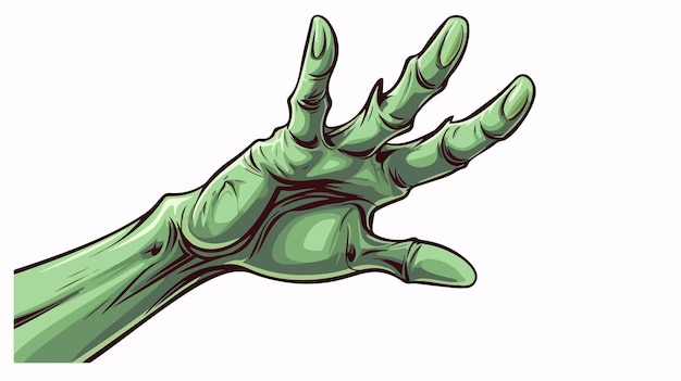 a green zombie hand with a green hand pointing up