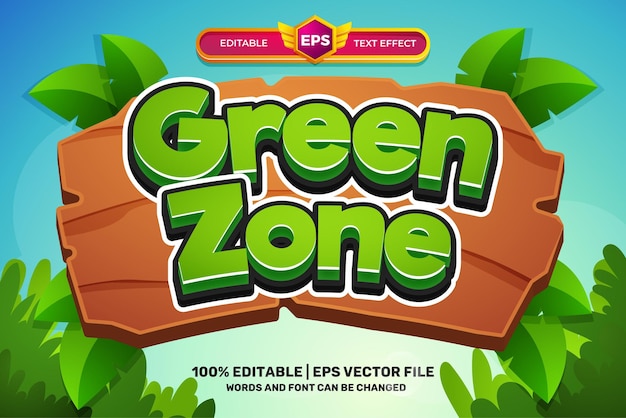 Green zone land cartoon game Bold 3D Editable text Effect Style