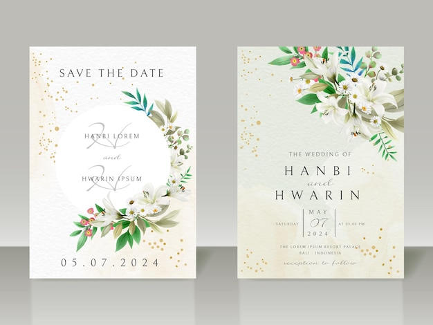 Greenery floral wedding invitation card