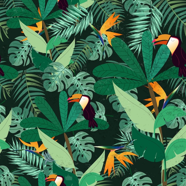 Vector greenery leaves seamless pattern