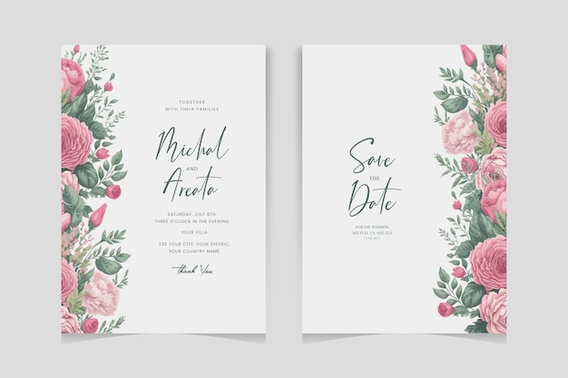 Vector greenery vector watercolor eucalyptus wedding invitation card set