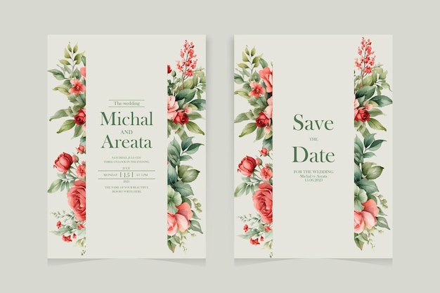 Vector greenery vector watercolor eucalyptus wedding invitation card set