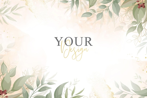 Greenery Wedding Invitation Design with Elegant Floral and Watercolor