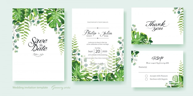 Greenery wedding Invitation